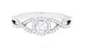 925 Sterling Silver Moissanite Solitaire Engagement Ring with Halo U61458