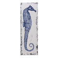 Hand Painted Canvas Fabric & Pine Wood Painting in Blue G1216