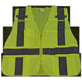 Class 2 Lime Solid Front & Mesh Back Safety Vest with Navy Blue Binding 5-Point Breakaway A837465