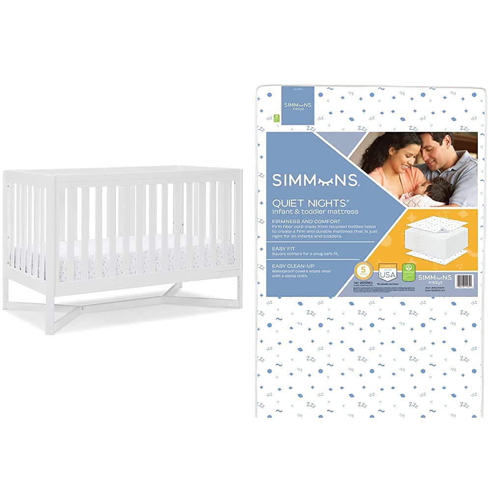 4-in-1 Convertible Crib, White/Grey Q101143