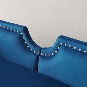 Velvet Loveseat Sofa with 2 Bolster Pillows D447