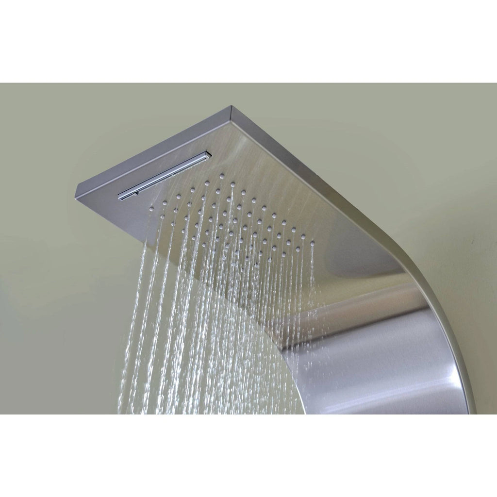 Brushed Steel 2-Jetted Shower Panel with Heavy Rain Shower and Spray Wand H90138