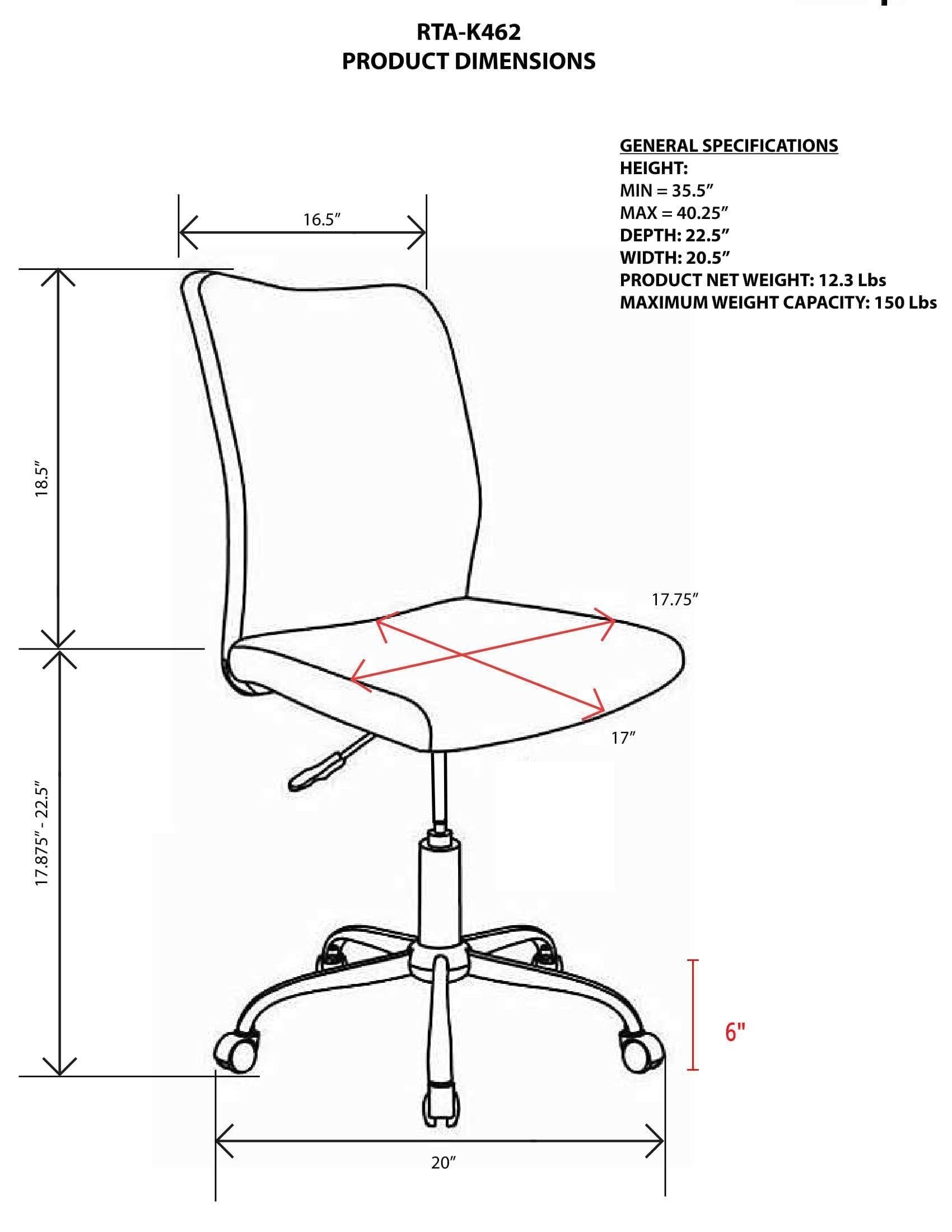 Black Armless Task Chair W670