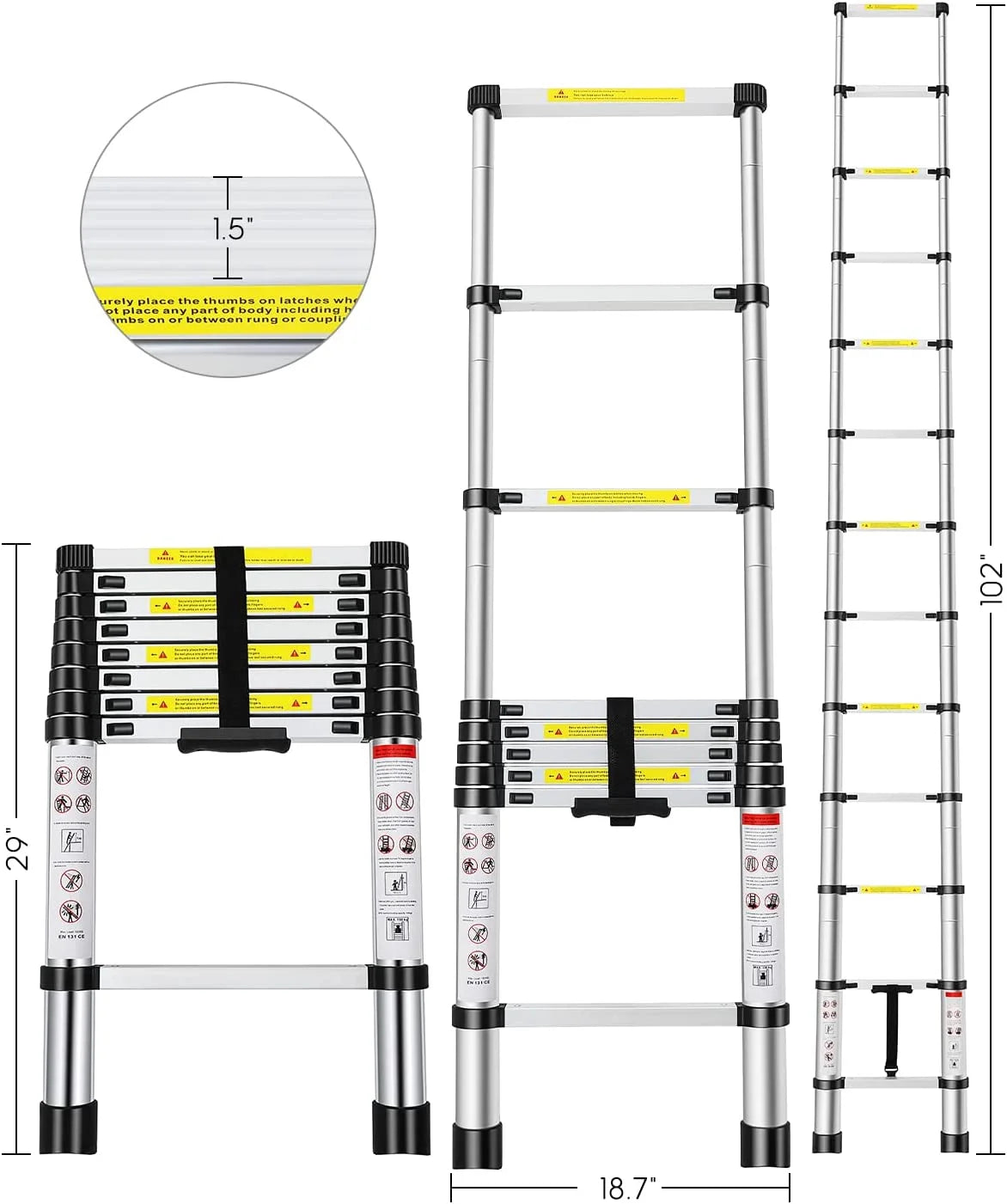 8.5FT Folding Aluminum Alloy Extension Ladder Y93779