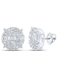 10kt White Gold Mens Diamond Circle Cluster Earrings 1 Cttw O133418