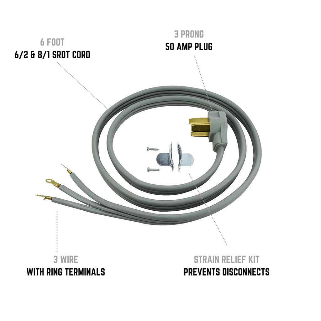 6 ft 3-Wire 50 Amp Gray Dryer Cord O83112