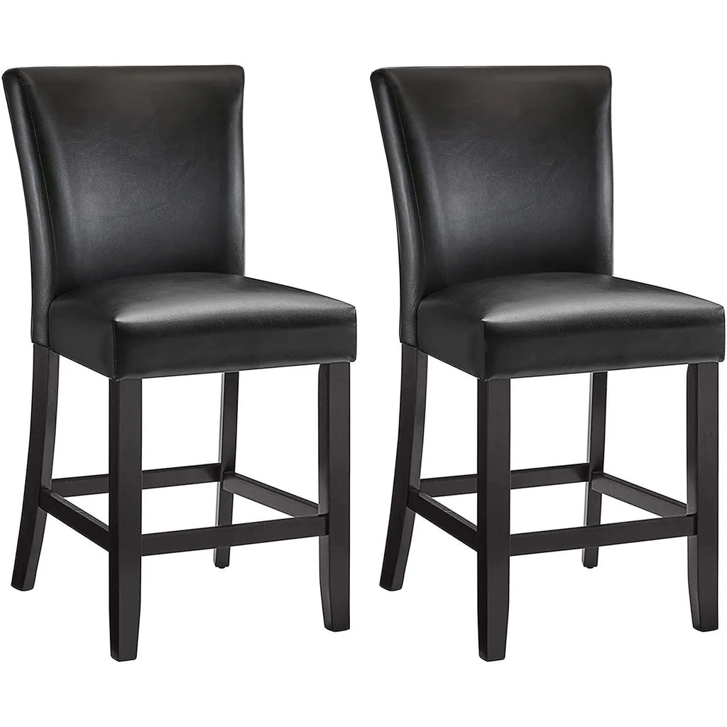 Black Faux Leather Bar Stools Set of 2 Z982292