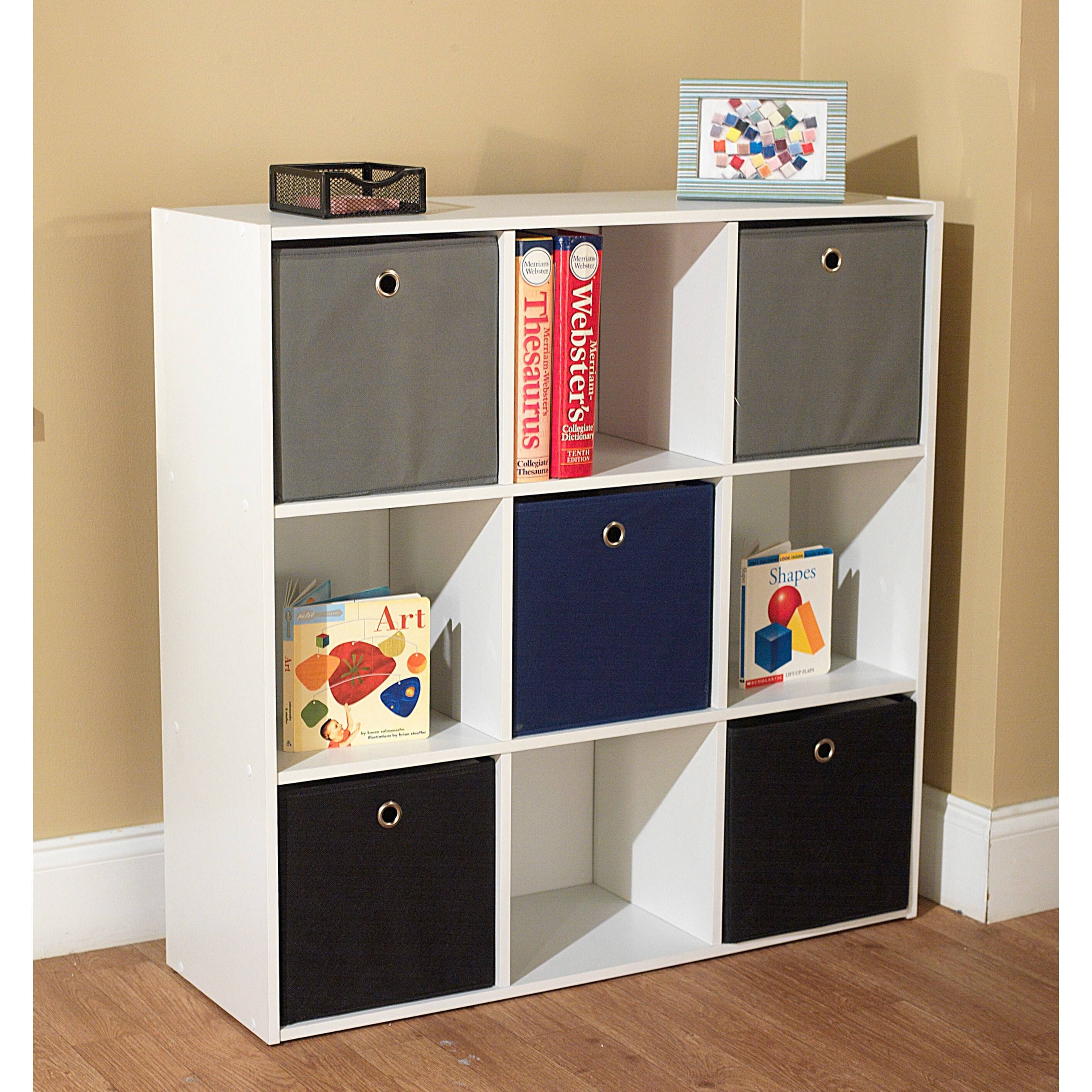 Contemporary Bin Bookcase with Five Storage Bins and Four Cubbies L690610