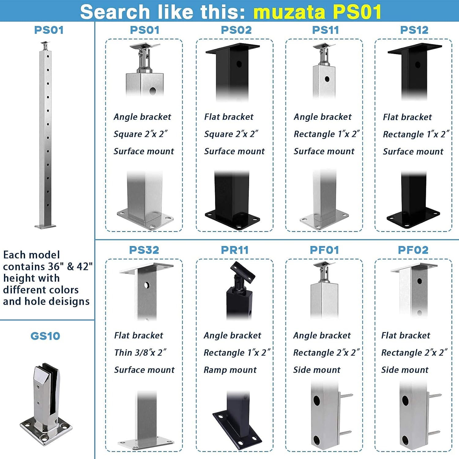 Stainless Steel Brushed Pre-Drilled Posts P125