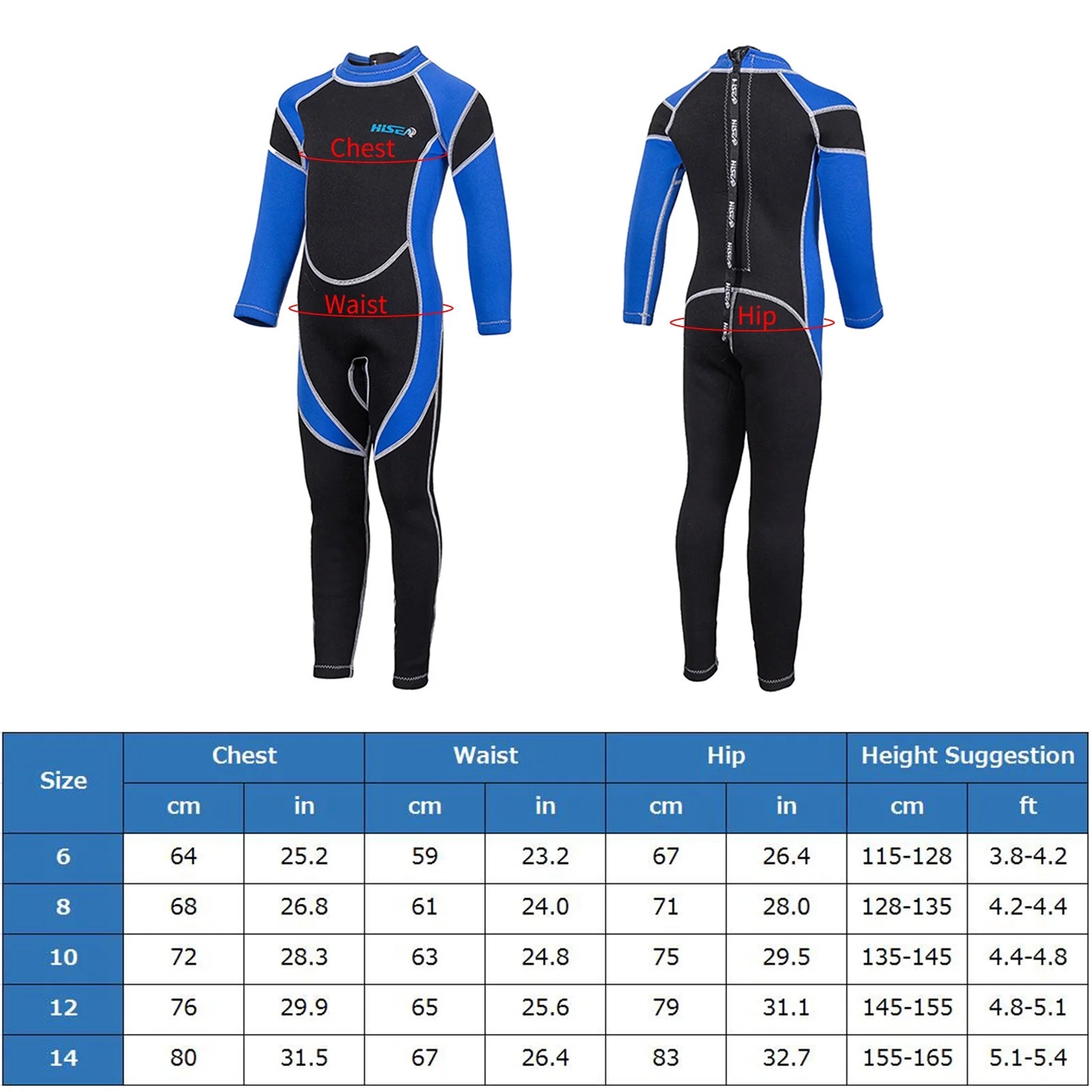 Kids Zippered Long Sleeve Diving Swimsuit Quick Dry One Piece Surf Suit E6302