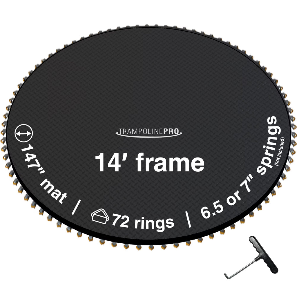 14' Round Frame Trampoline Jumping Mat with 72 Rings T8516