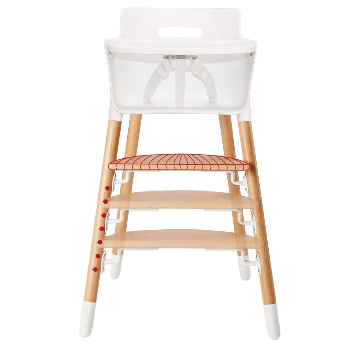 White Wooden Adjustable High Chair with Tray X271