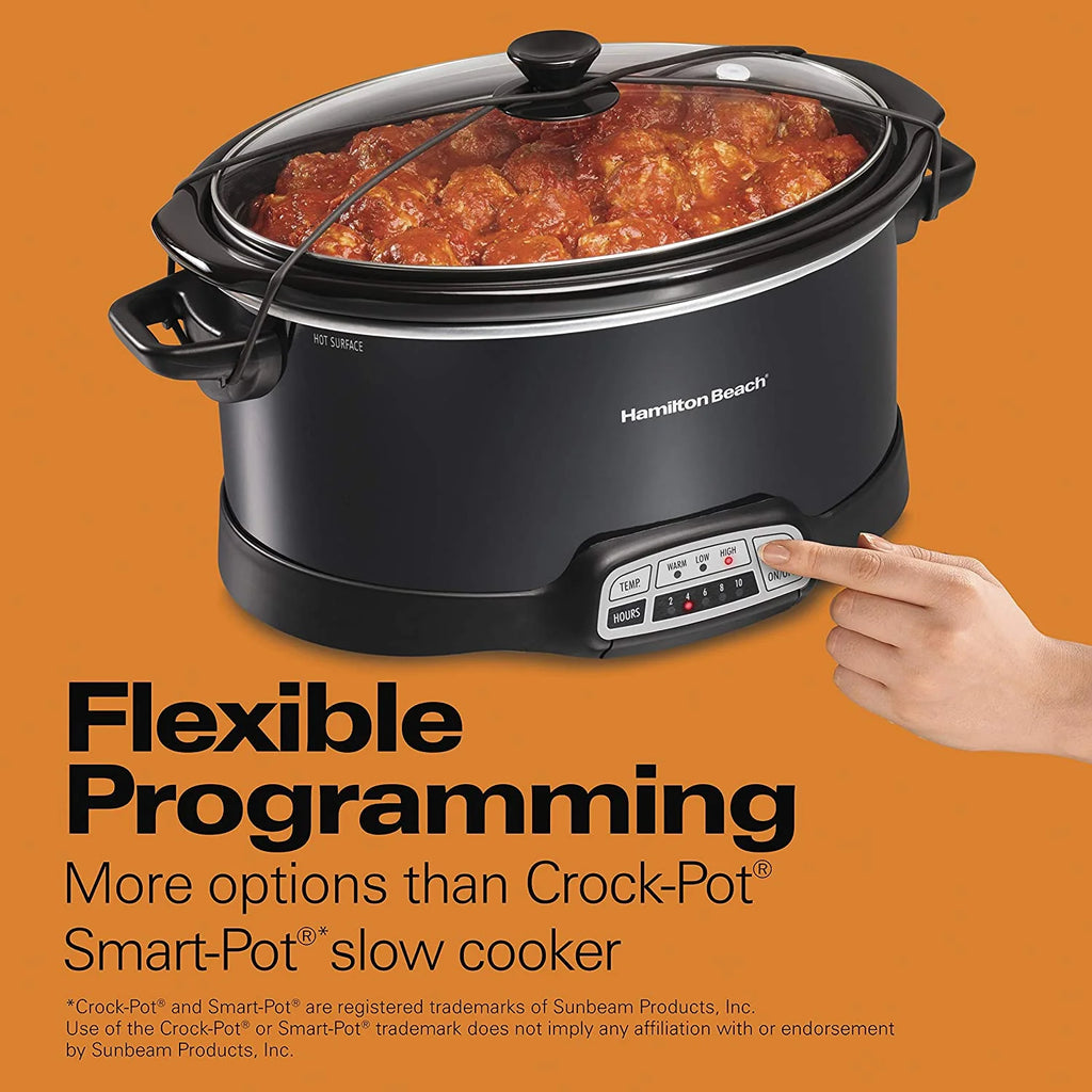 Portable 7-Quart Programmable Slow Cooker with Dishwasher-Safe Crock, Black M940462