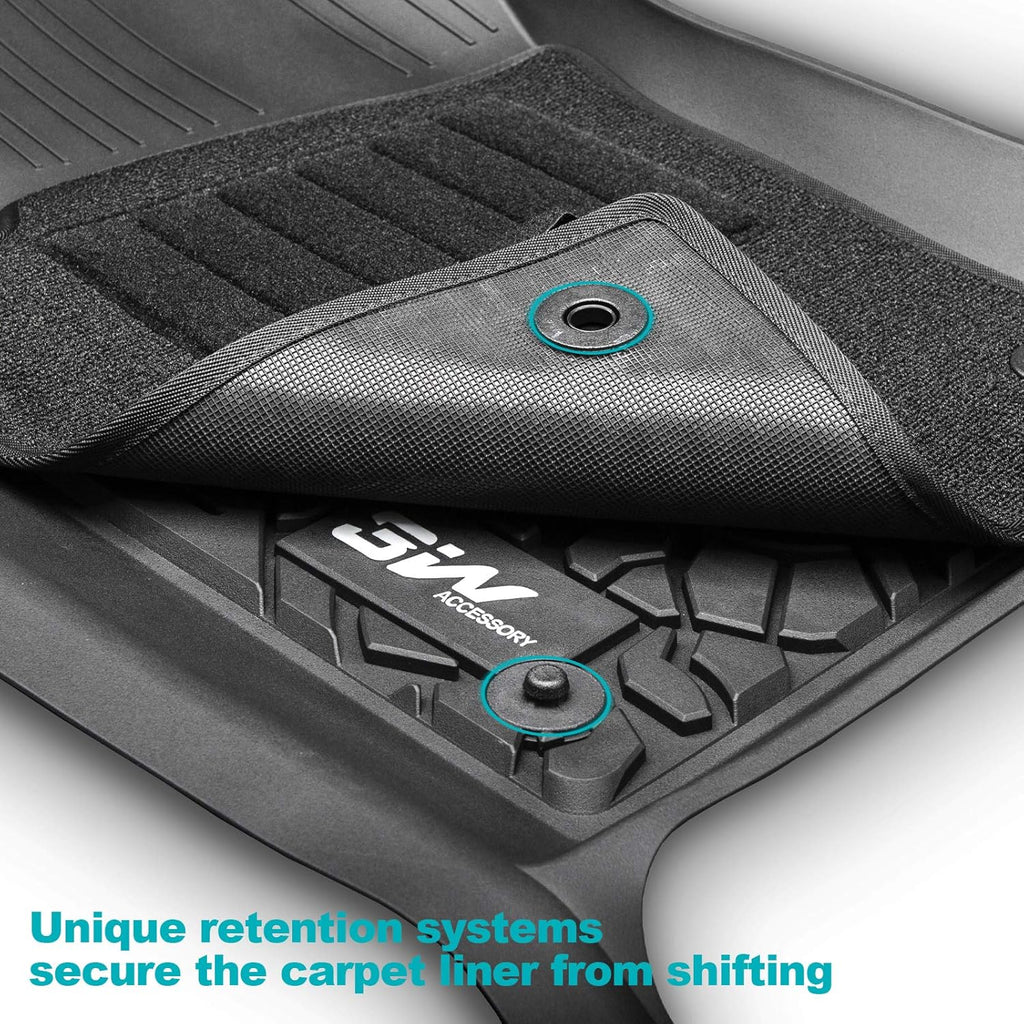 Black All Weather Heavy Duty TPE Car Floor Mats 2 Rows O4459