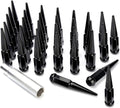 32 pcs 9/16-18 112mm 4.4" Black Conical Wheel Lug Nuts w/Key Y91727