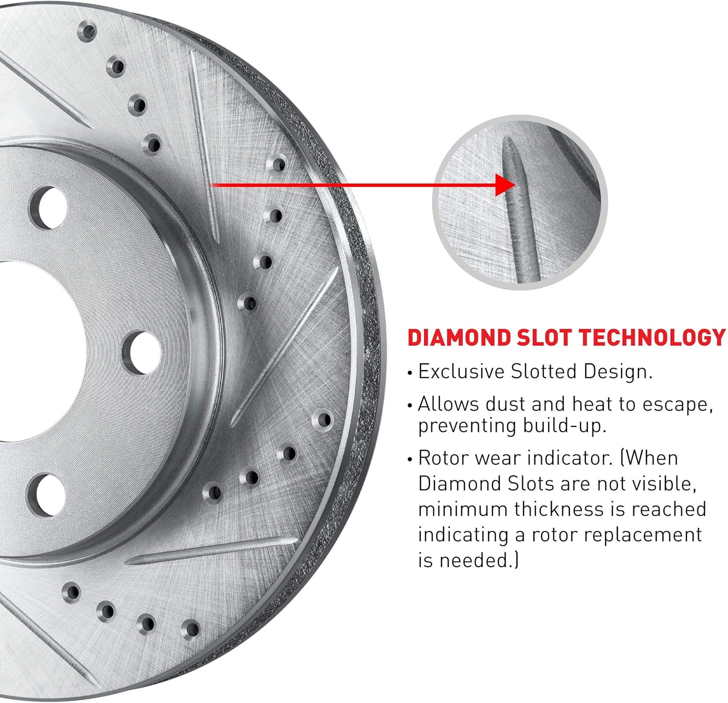 Drilled and Slotted Brake Rotors with Semi-Metallic Brake Pads Q56899