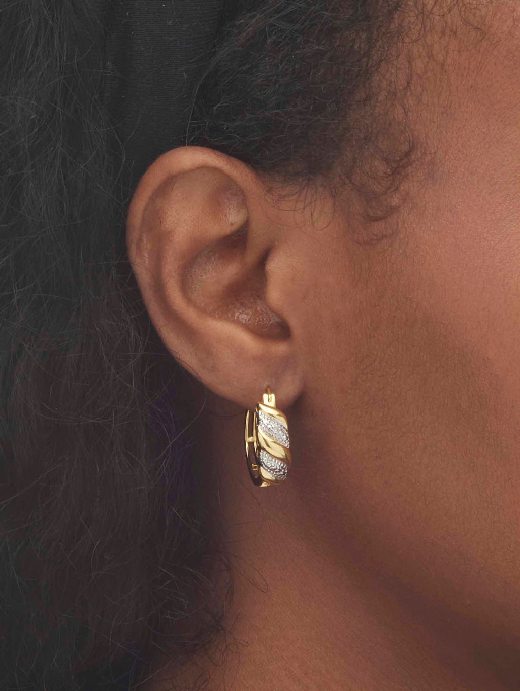 Diamond Accent S-Link Hoop Earrings Gold-Plated 3/4" N5342
