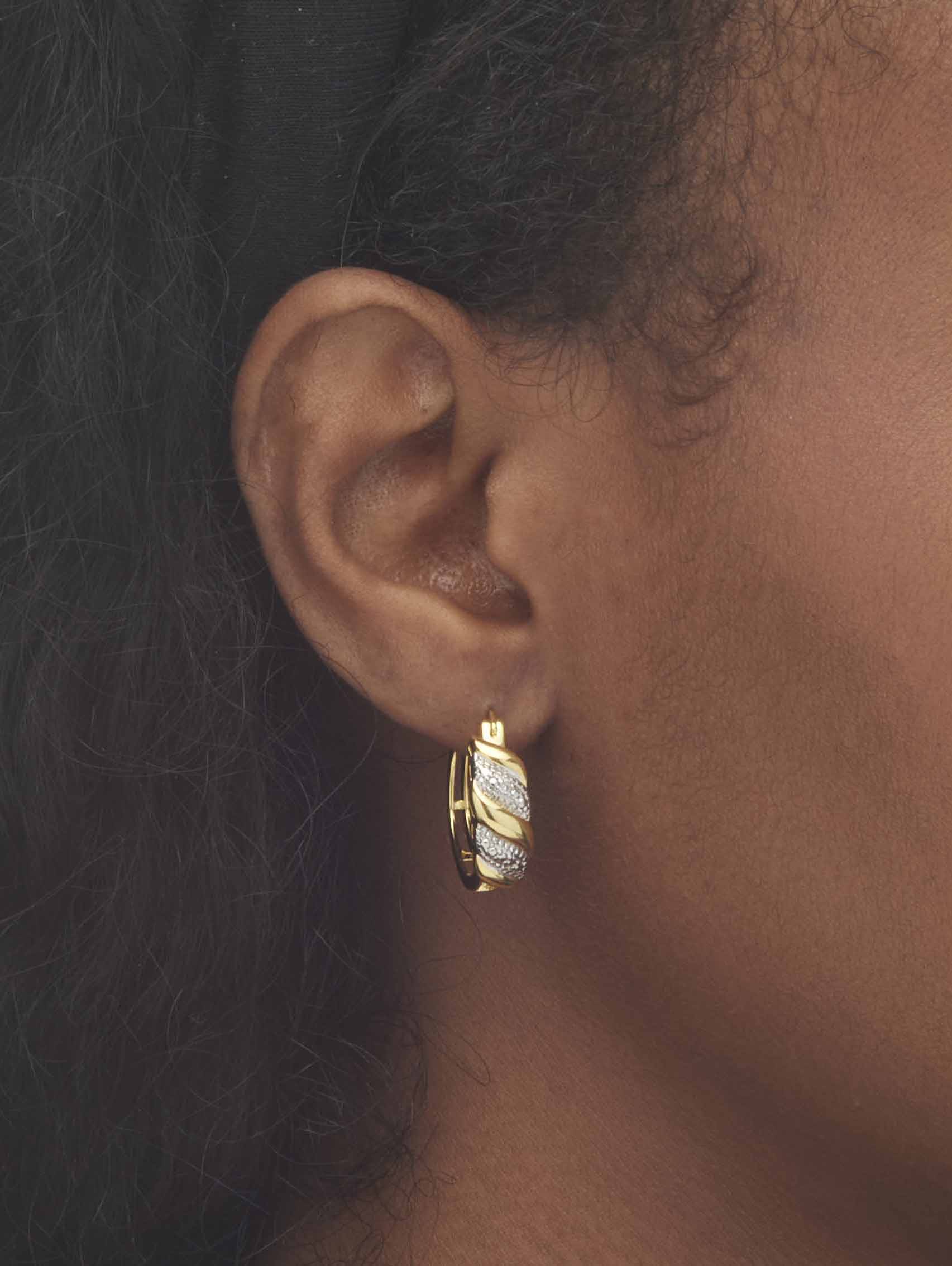 Diamond Accent S-Link Hoop Earrings Gold-Plated 3/4" N5342