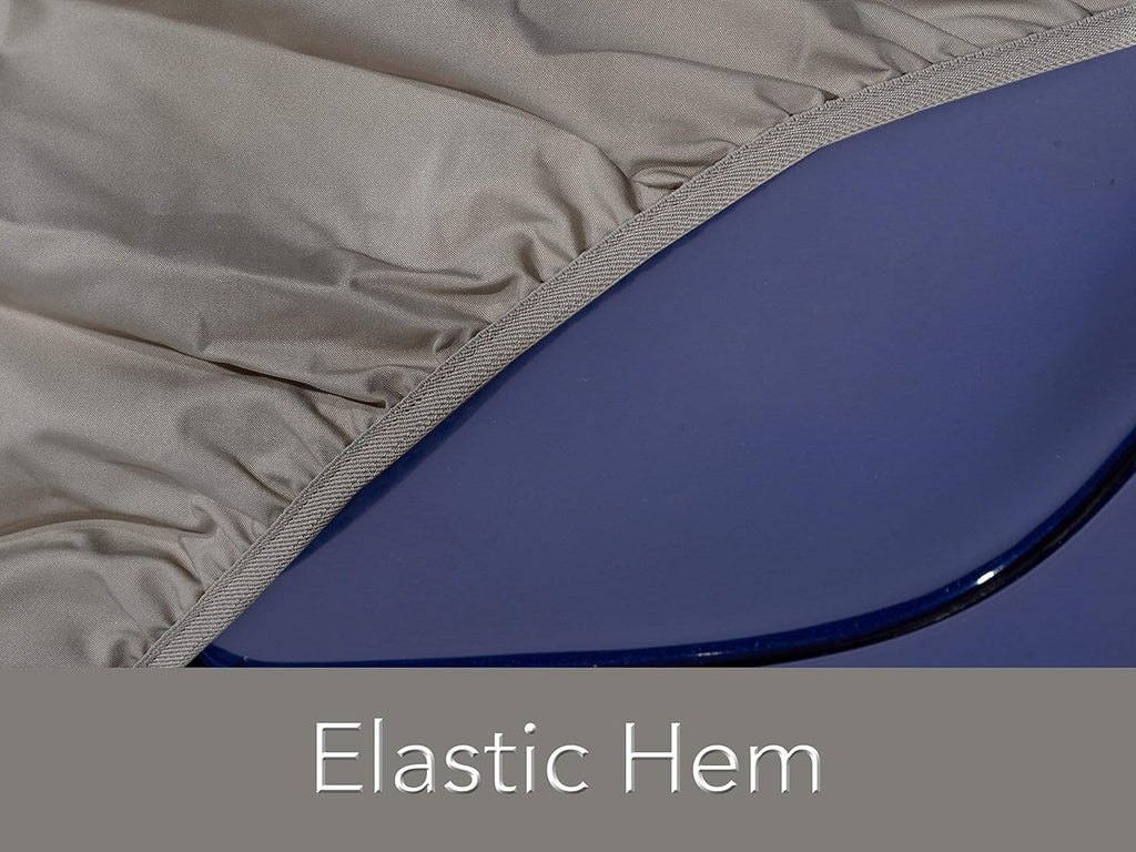 Grey Heavy-Duty Polyester Car Cover with Mesh Vent and Elastic Hem R2335