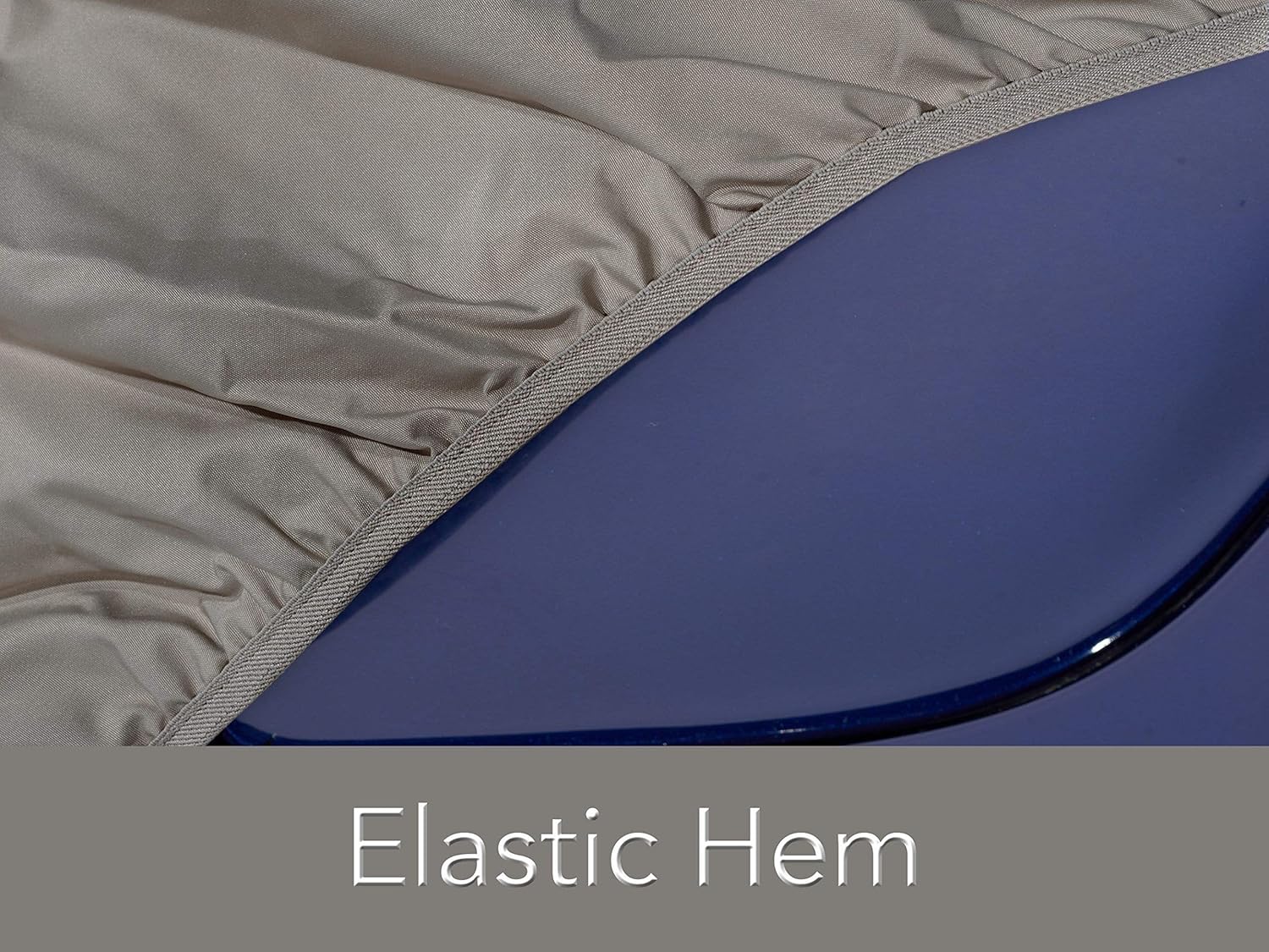 Grey Heavy-Duty Polyester Car Cover with Mesh Vent and Elastic Hem R2335