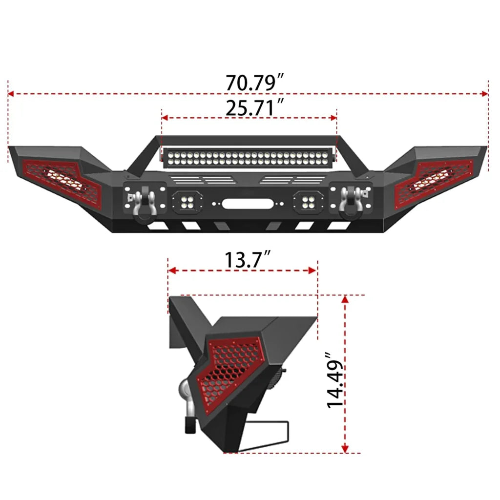 Front & Rear Bumper Combos with Winch Plate LED Work Lights C26762