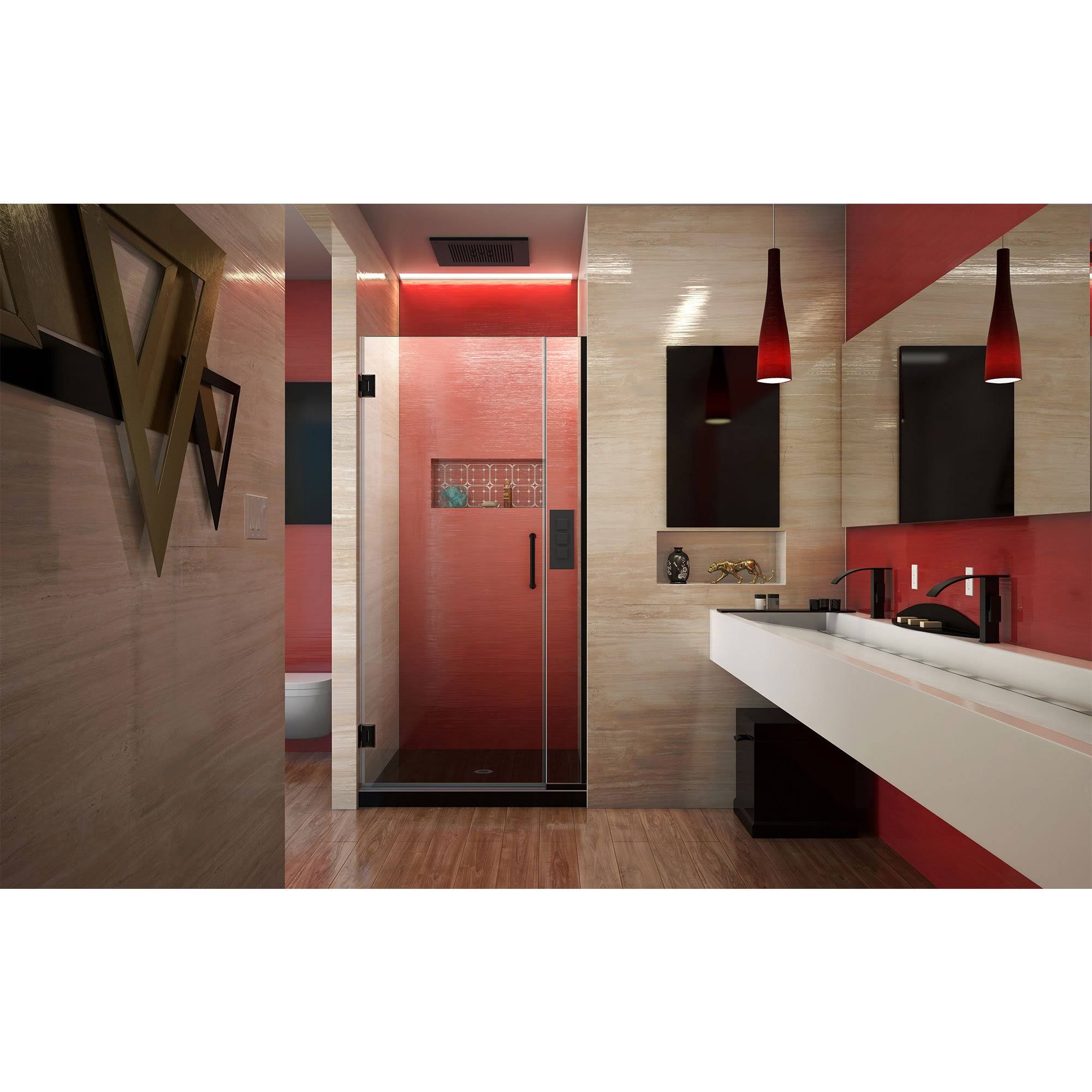 Satin Black Hinged Shower Door W491584