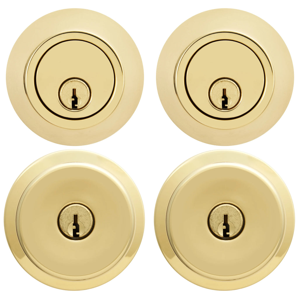 Polished Brass Tulip Doorknob and Deadbolt Combo Twin Pack G291