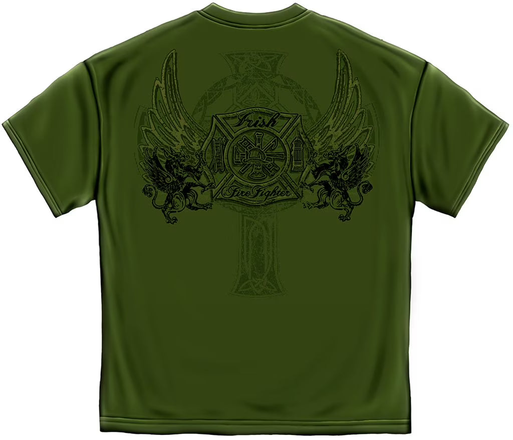 Military Green Cotton Firefighter T-Shirt I83992