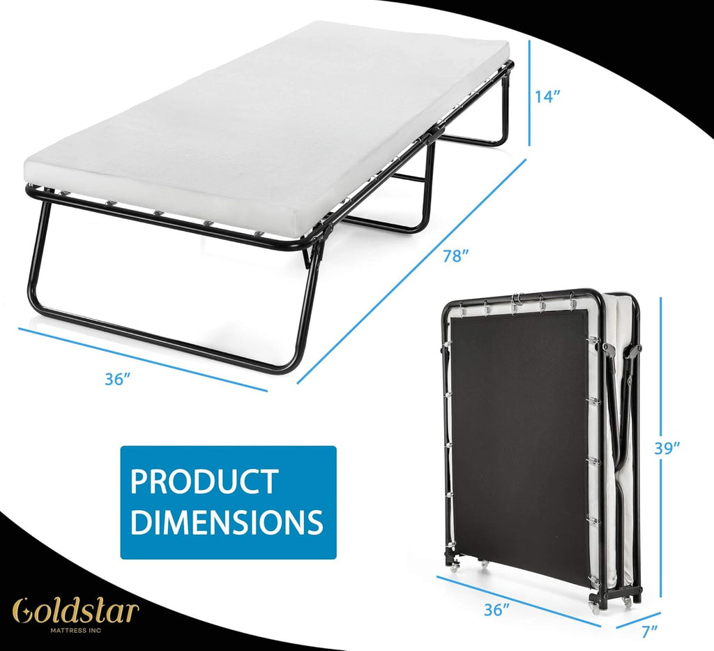 Rollaway Folding Guest Bed with 3-Inch Memory Foam Mattress A2964