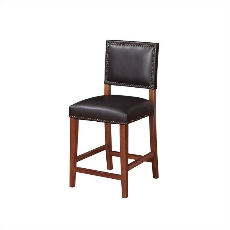 Black Faux Leather Counter Stool T346904