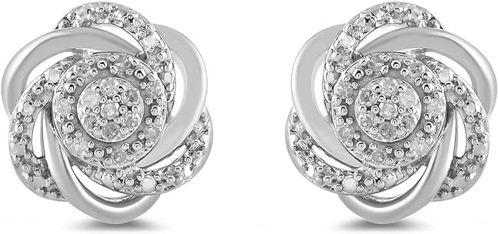 925 Sterling Silver 1.00Ct Round Cut White Diamond Push Back Stud Earring W850