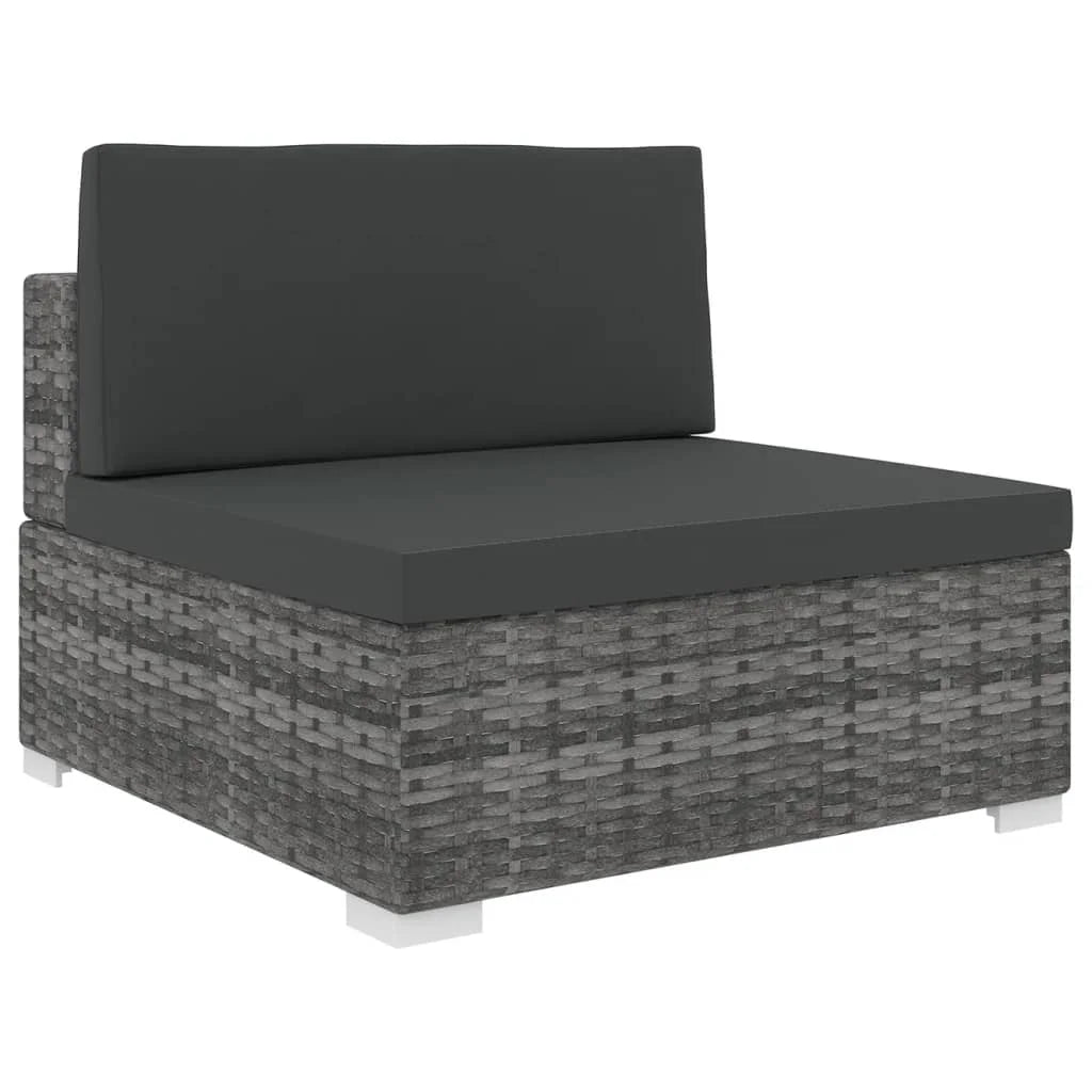 Gray Poly Rattan Sectional Middle Seat with Cushions D478853