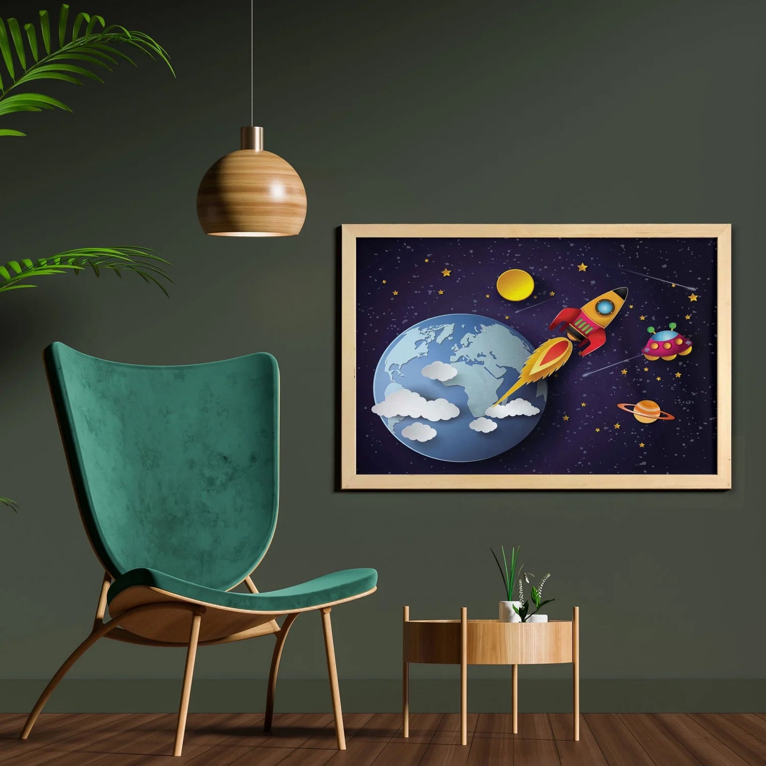 Multicolor Printed Fabric Wall Art with Frame, 35" x 23" B209