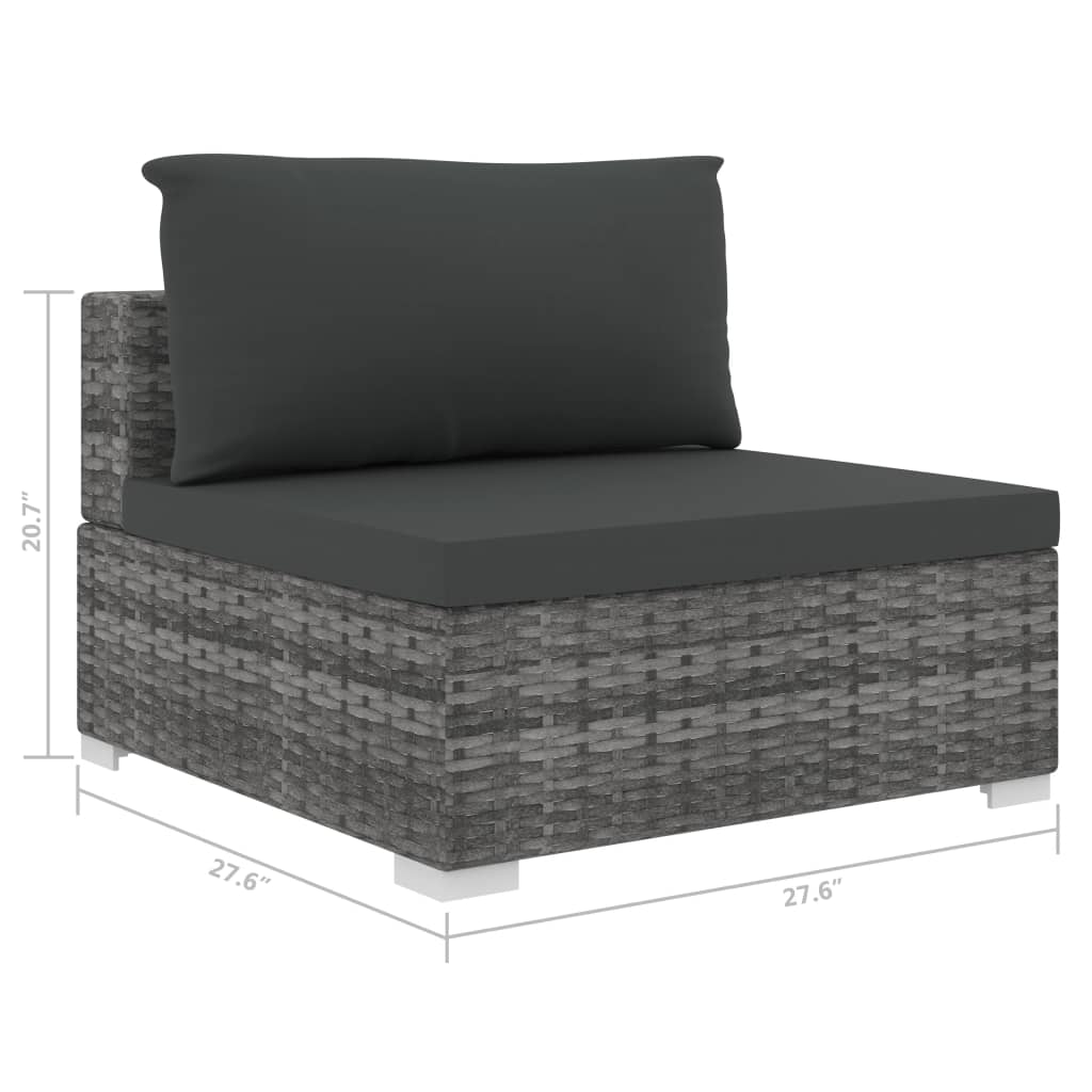 Gray Poly Rattan Sectional Middle Seat with Cushions D478853