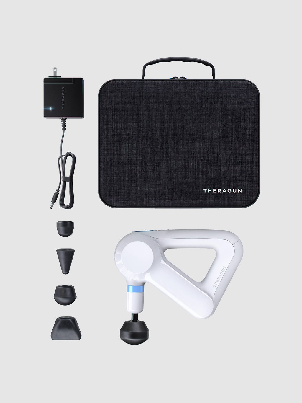 White Handheld Percussive Massage Gun with Travel Case L271