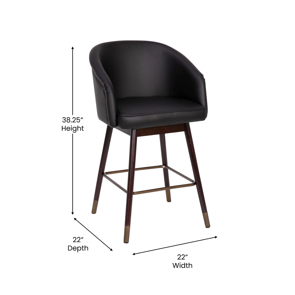 Black Faux Leather Counter Height Stool N17744