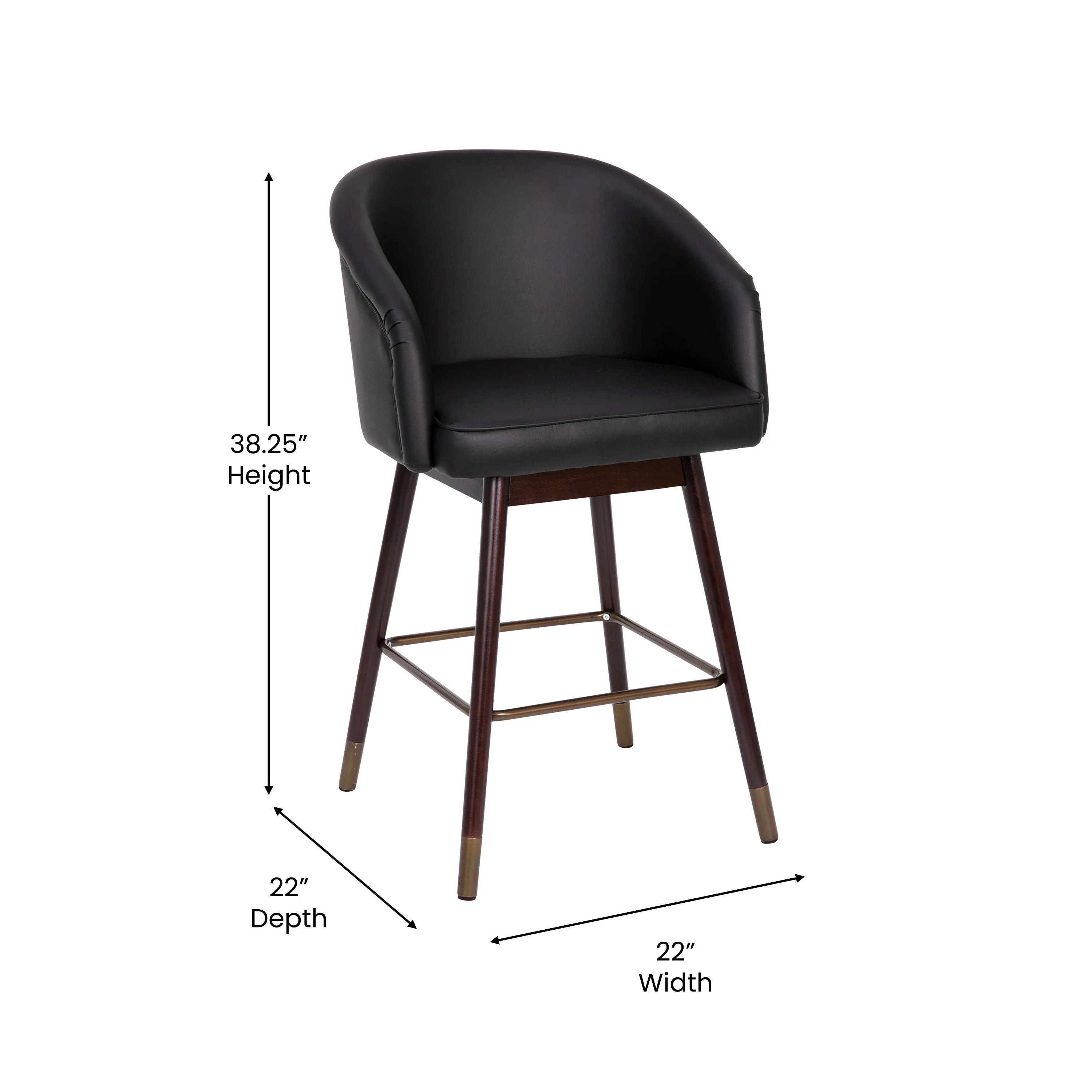 Black Faux Leather Counter Height Stool N17744