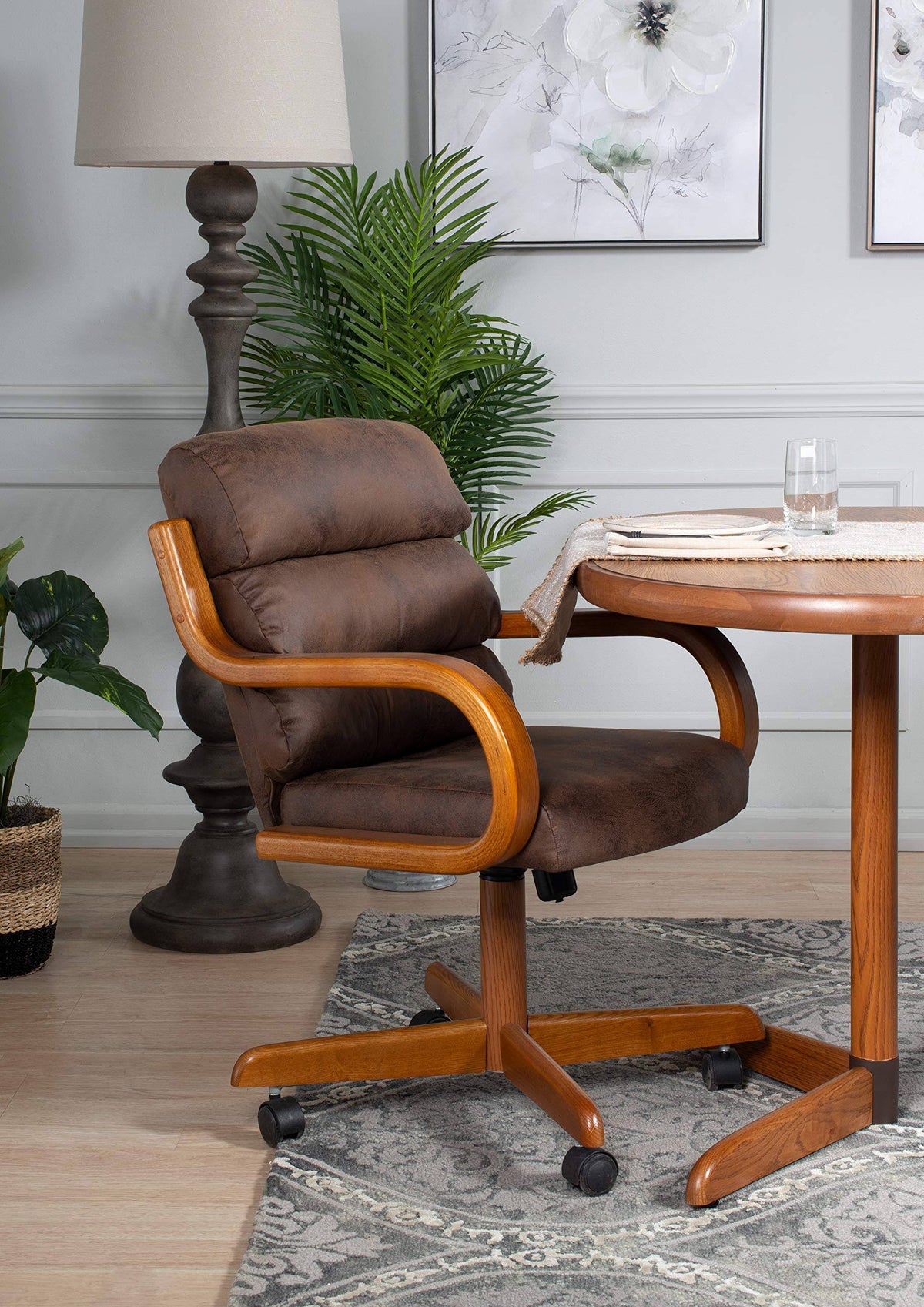 Mid-Back Dining Caster Chair with Arms G8610