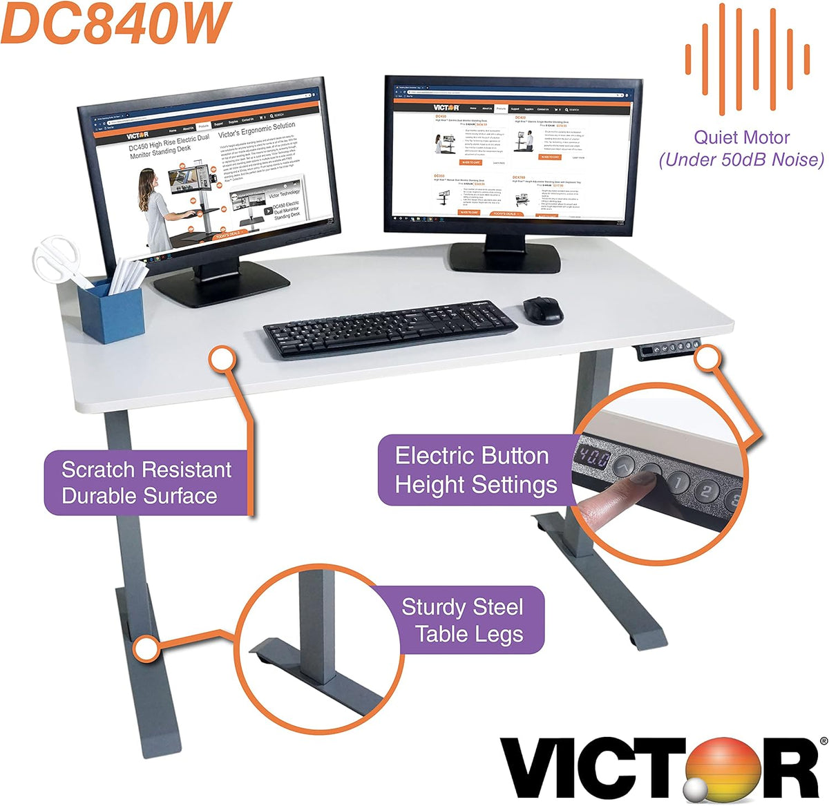 White Electric Sit-Stand Standing Desk V80937