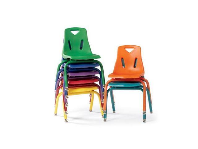 Green Stacking Chairs with Powder-Coated Legs, Set of 6 E710
