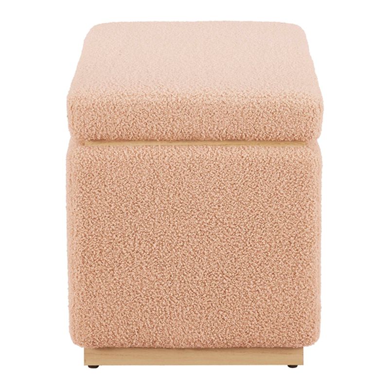 Tan Rectangle Sherpa Storage Ottoman D1526