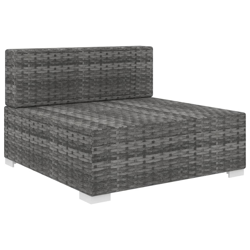 Gray Poly Rattan Sectional Middle Seat with Cushions D478853