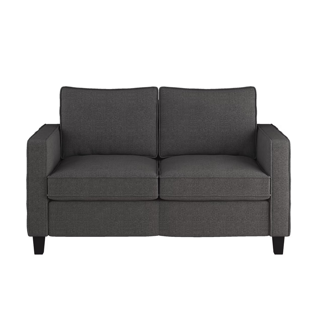 Gray Linen-Like Fabric Upholstered 2 Seater Loveseat Sofa Q664
