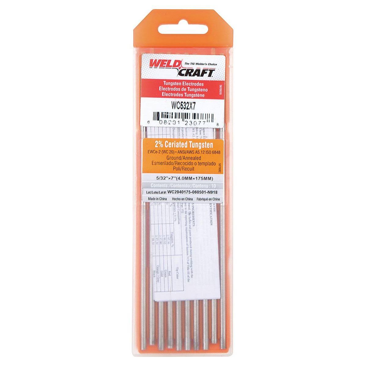 Ceriated Tungsten Electrode, 5/32 In, Pk10 I3450