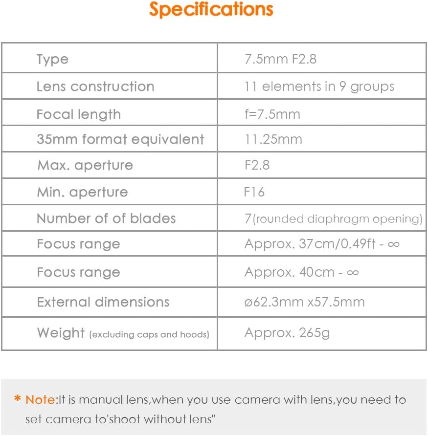 7.5mm F2.8 II Fisheye Lens E10403
