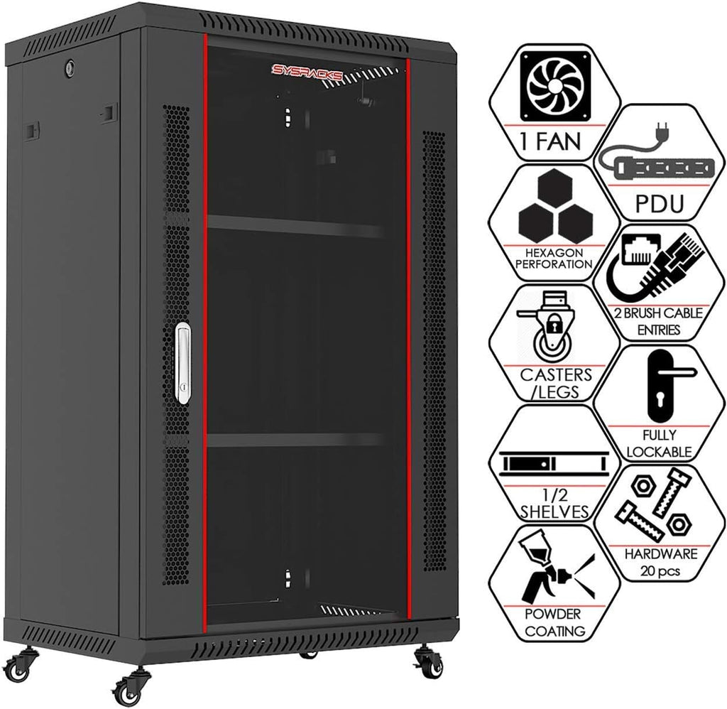 Locking Wall Mount Server Rack Cabinet 18U 24-Inch Deep G578630