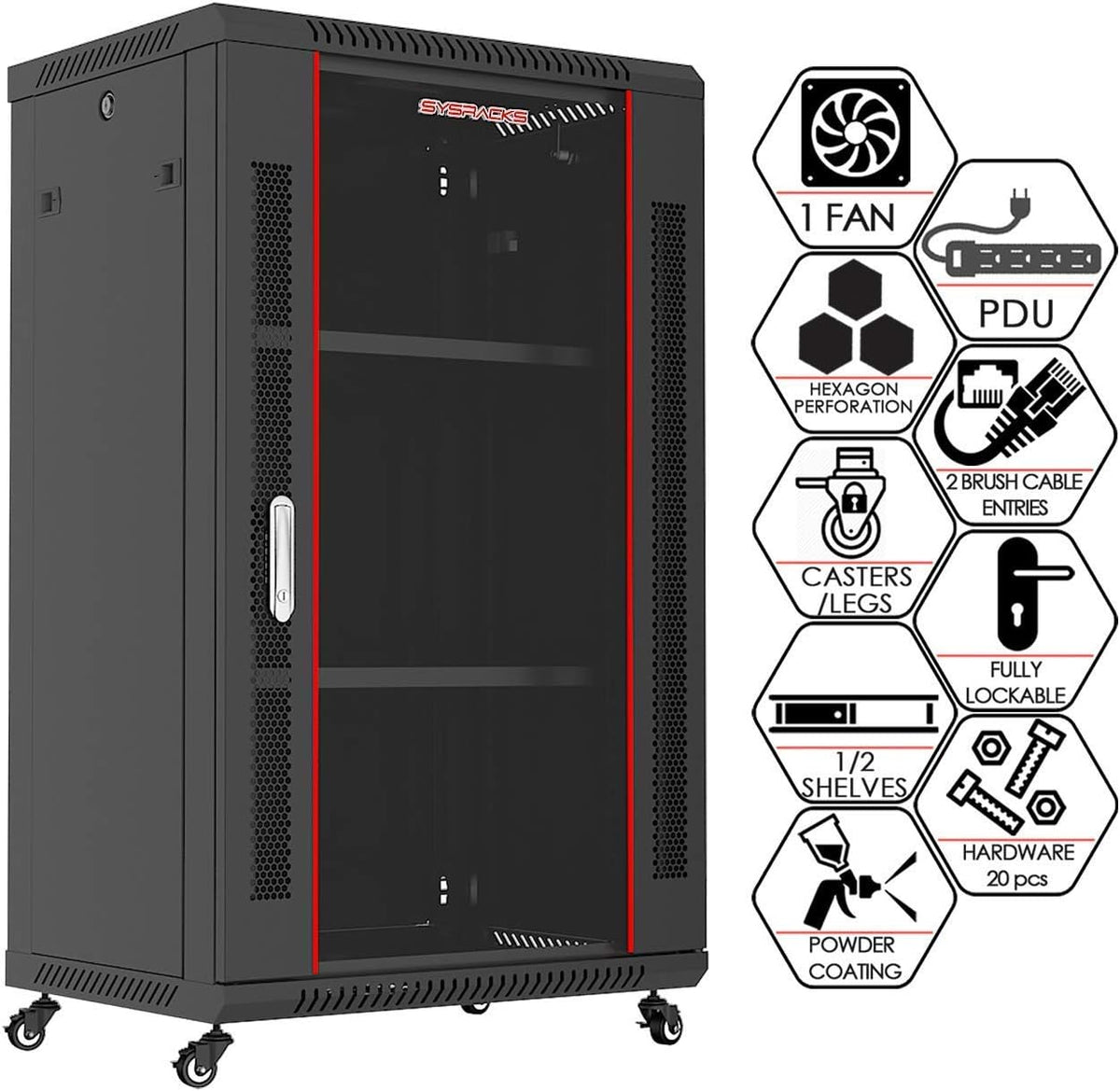Locking Wall Mount Server Rack Cabinet 18U 24-Inch Deep G578630