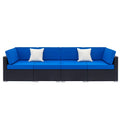 Black Embossed Woven Rattan Sofa Set with 2 Middle Sofas, 4 Single Sofas, 1 Coffee Table Z984