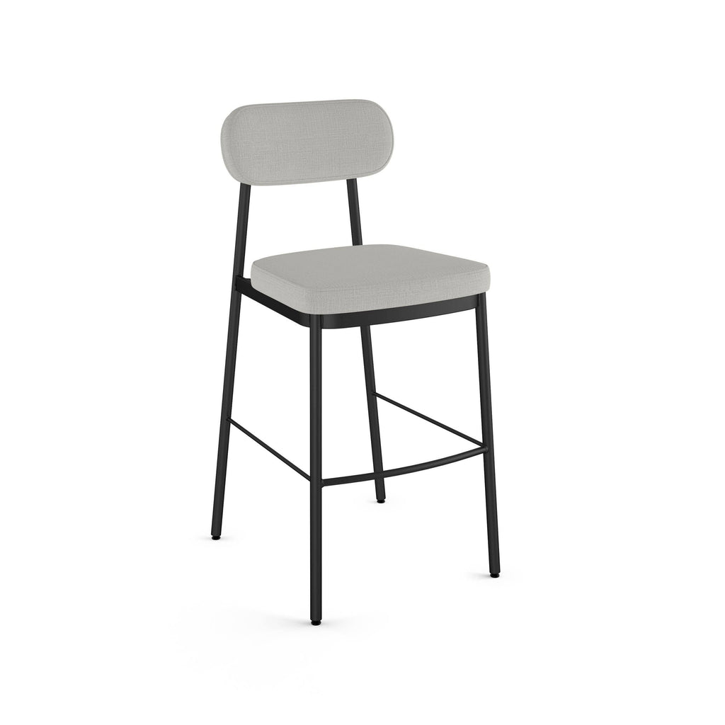 Pale Gray Polyester and Metal Bar Stool K739