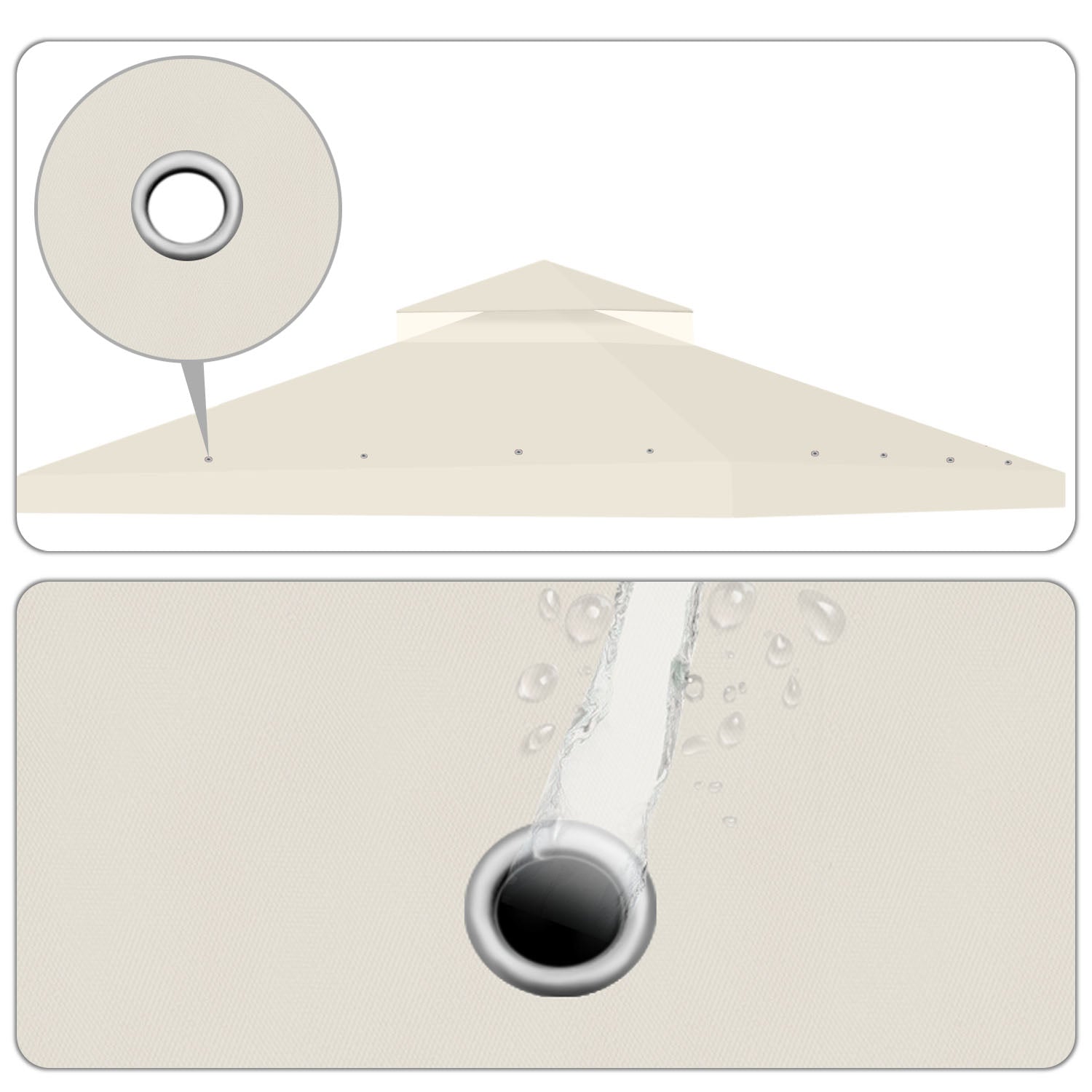 10 x 10 Feet Gazebo Canopy Top Replacement Cover with Plain Edge Polyester Y9739